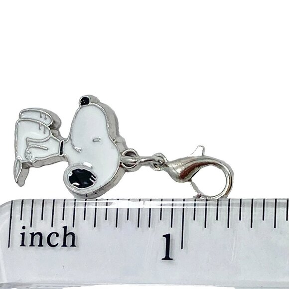 Peanuts Snoopy Beagle Dog Clip On Charm Zipper Pull Purse Charm Signed Enamel - Picture 6 of 6